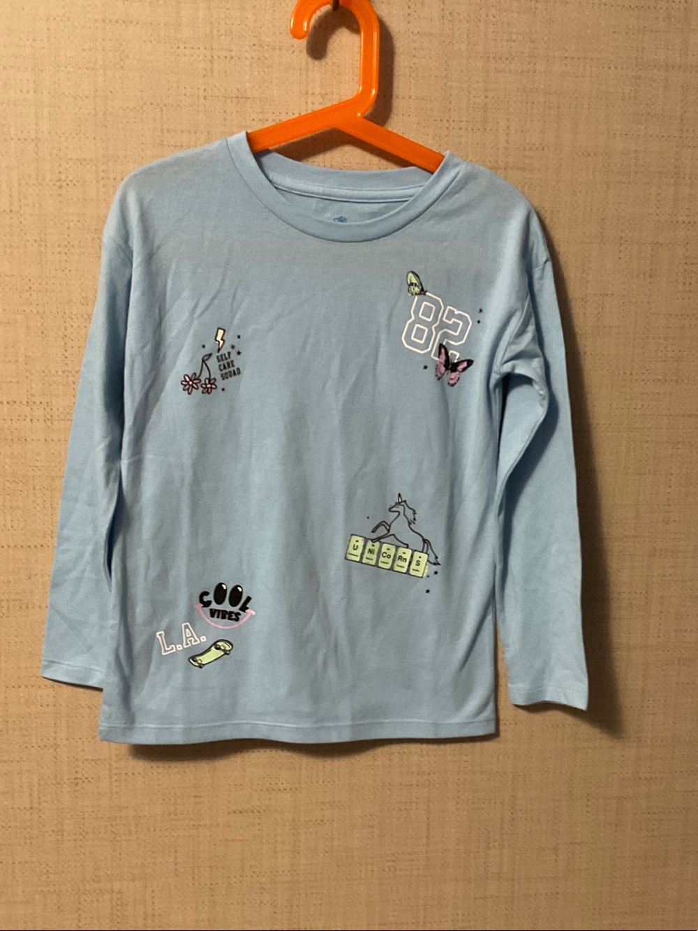 Girls' Sky Blue Long-Sleeve Graphic Tee